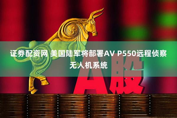证劵配资网 美国陆军将部署AV P550远程侦察无人机系统