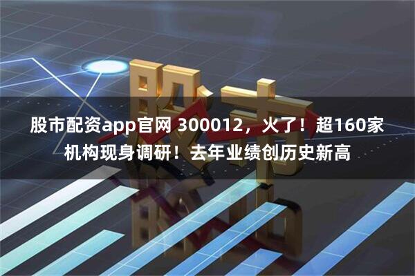 股市配资app官网 300012，火了！超160家机构现身调研！去年业绩创历史新高